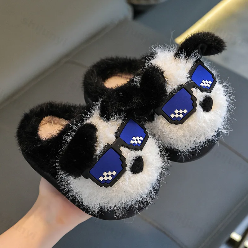 الفتيان فتاة النعال الأطفال أفخم الدافئة نعال من القطن 2025 الشتاء المضادة للانزلاق الكرتون النعال الطابق داخلي رقيق أحذية منزلية