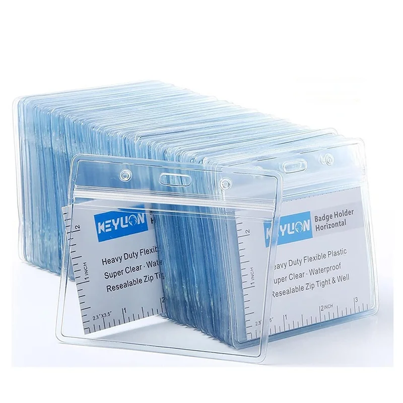 1Pc Transparent Waterproof Work Card Cover Soft Nurse Staff Name Badge Holder Chest Pocket ID Tag Pass Access Bus Card Sleeve