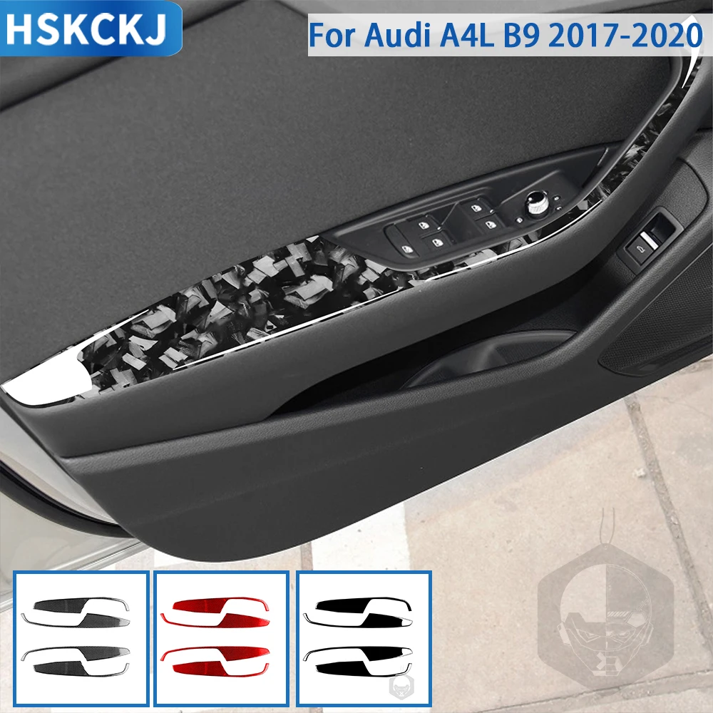 For Audi A4 A4L B9 2017 2018 2019 2020 Accessories Carbon Fiber Car Interior Door Armrest Panel Trim Sticker Decoration