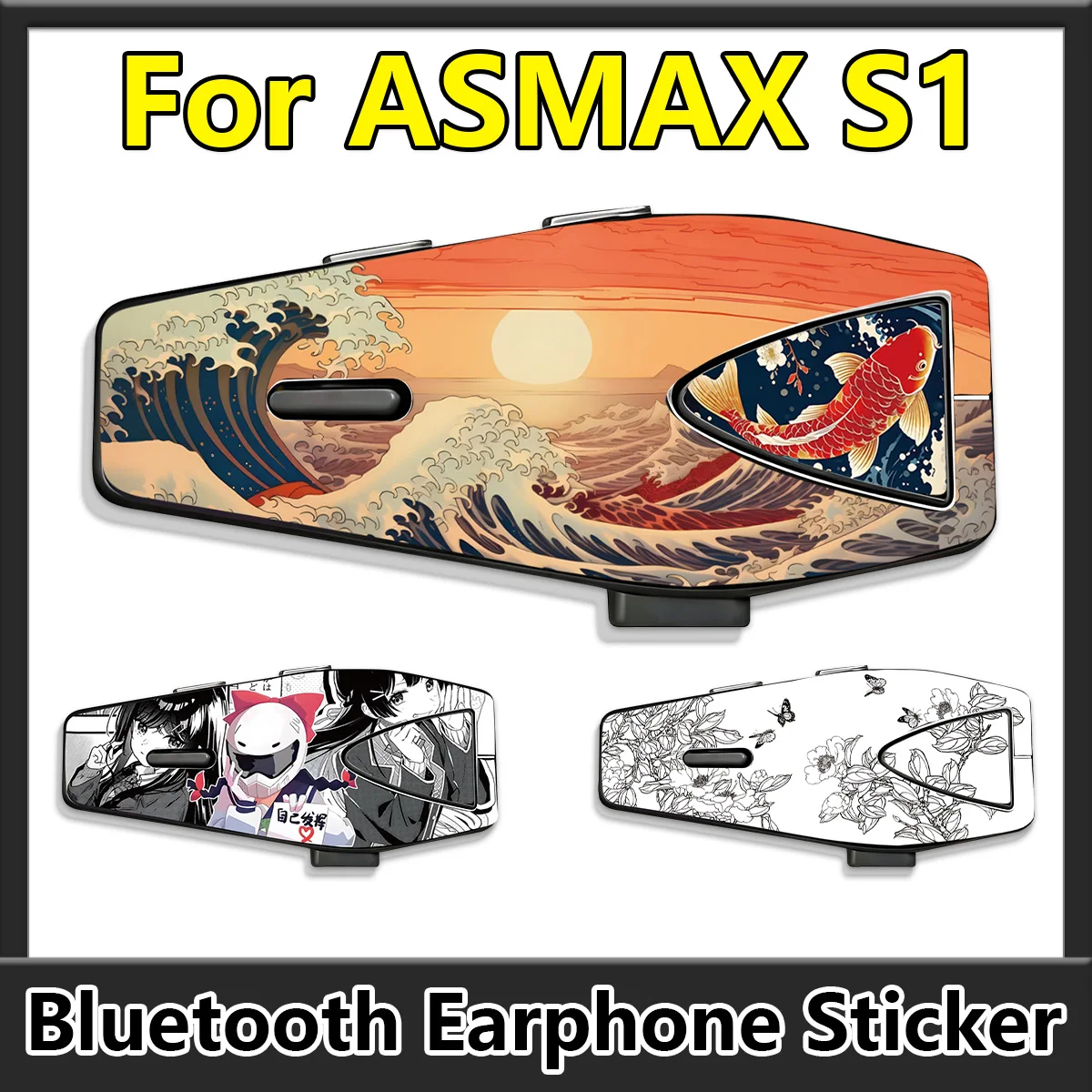 Motorcycle Helmet Headset Sticker for ASMAX S1 3M White Adhesive Waterproof Decorative Protective Accessories Decals
