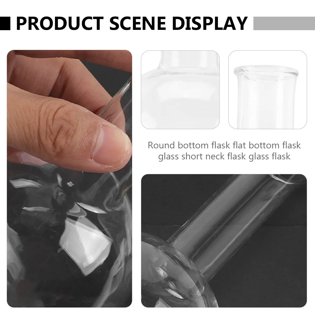 3Pcs Professional Transparent Glass Flask Set Round Bottom Boiling Flask for Chemical Research Lab Education Science Supplies