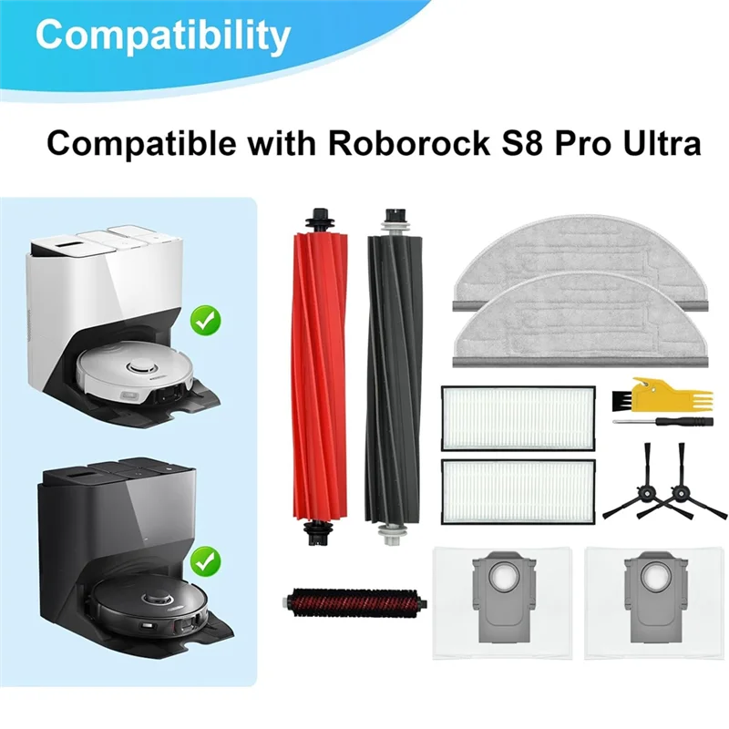 

WCS-для Roborock S8 Pro Ultra с фильтром основной щетки, сумка для боковой щетки, запасные части для швабры