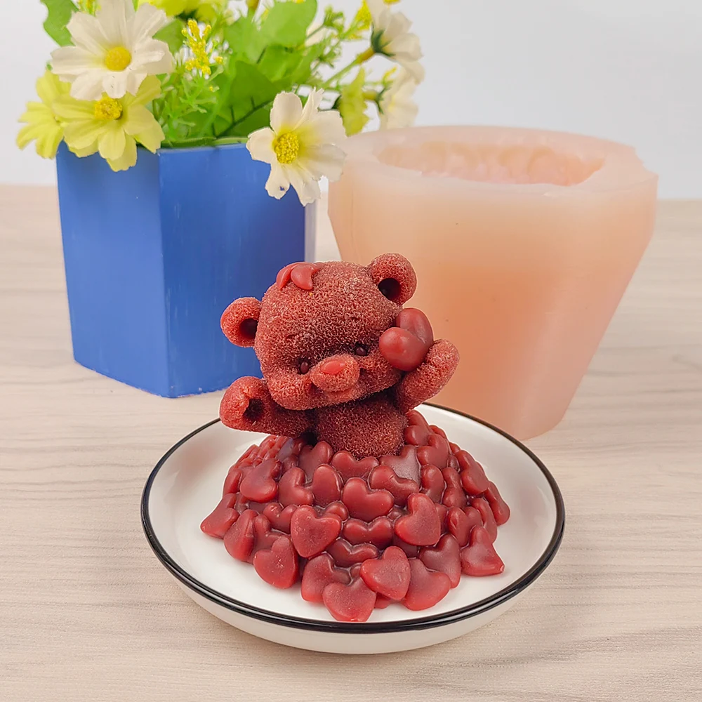 

PRZY 3D Love Skirt Bear With Heart Moulds Animals Soap Molds Silicone Candle Mold Wedding Birthday Valentine's Day Clay DW0401