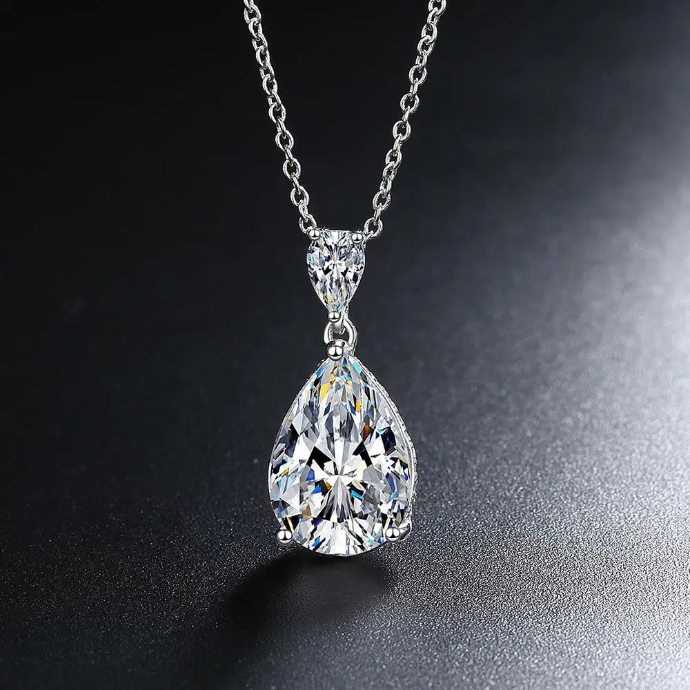 1-5ct Real Moissanite Necklace for Women Sparkling S925 Sterling Silver Jewelry Water Drop Pendant Girls Birthday Gift