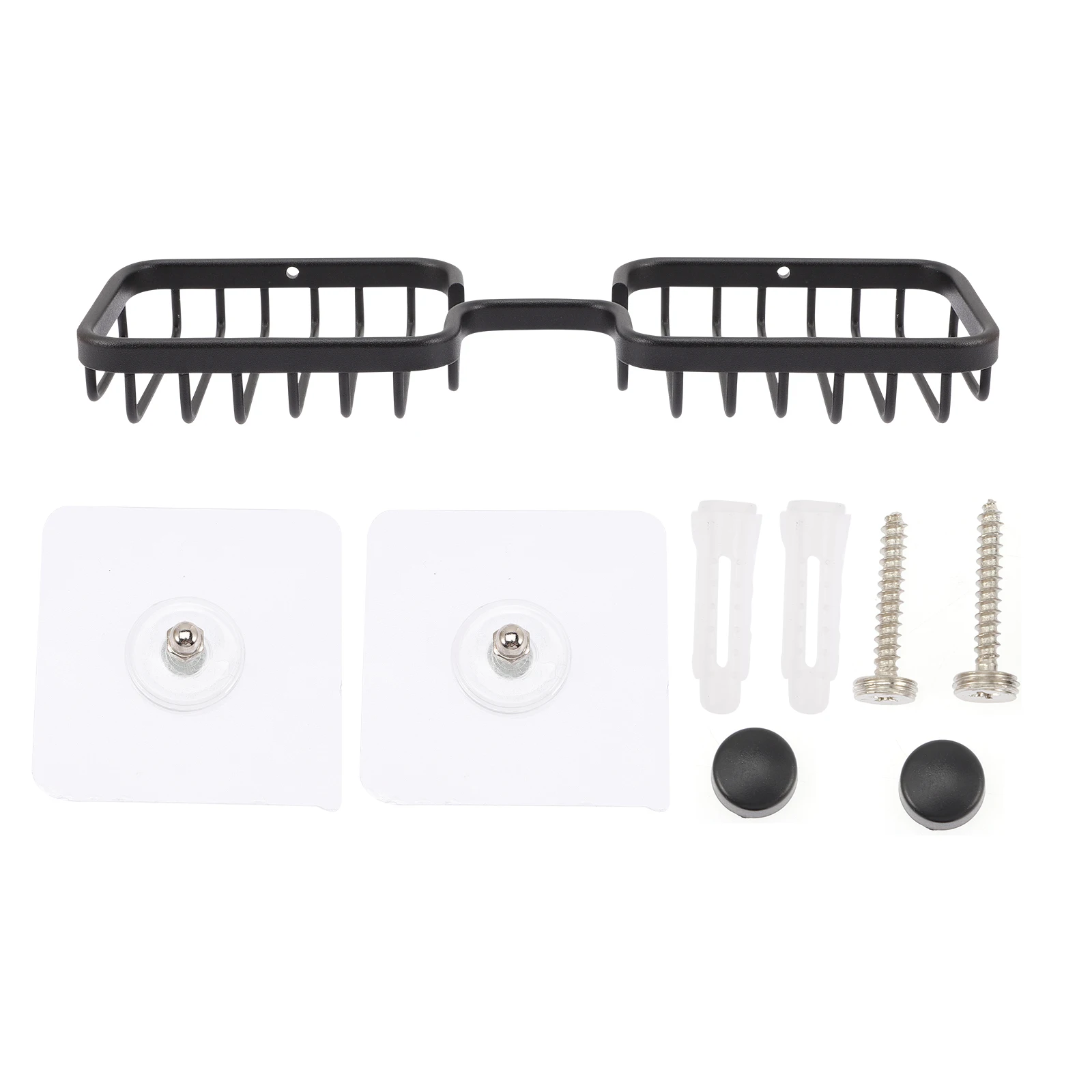 

Aluminum Wall Mounted Draining Design Dish For Shower Bathroom Non-Slip Rack Double Head Tray Container Easy Install