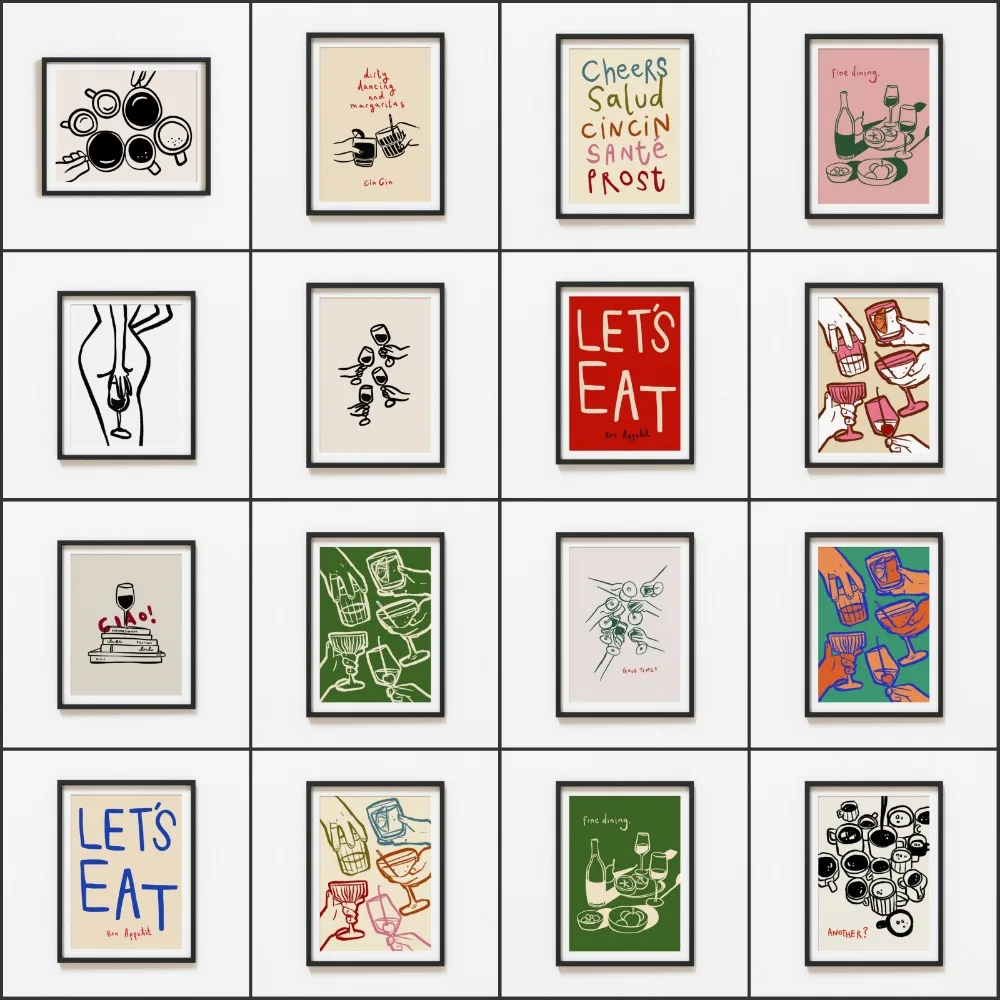 

Винные бокалы, художественный постер, Абстрактная Картина на холсте, картина, искусство, винтажный стиль, гостиная, домашний декор, без рамки