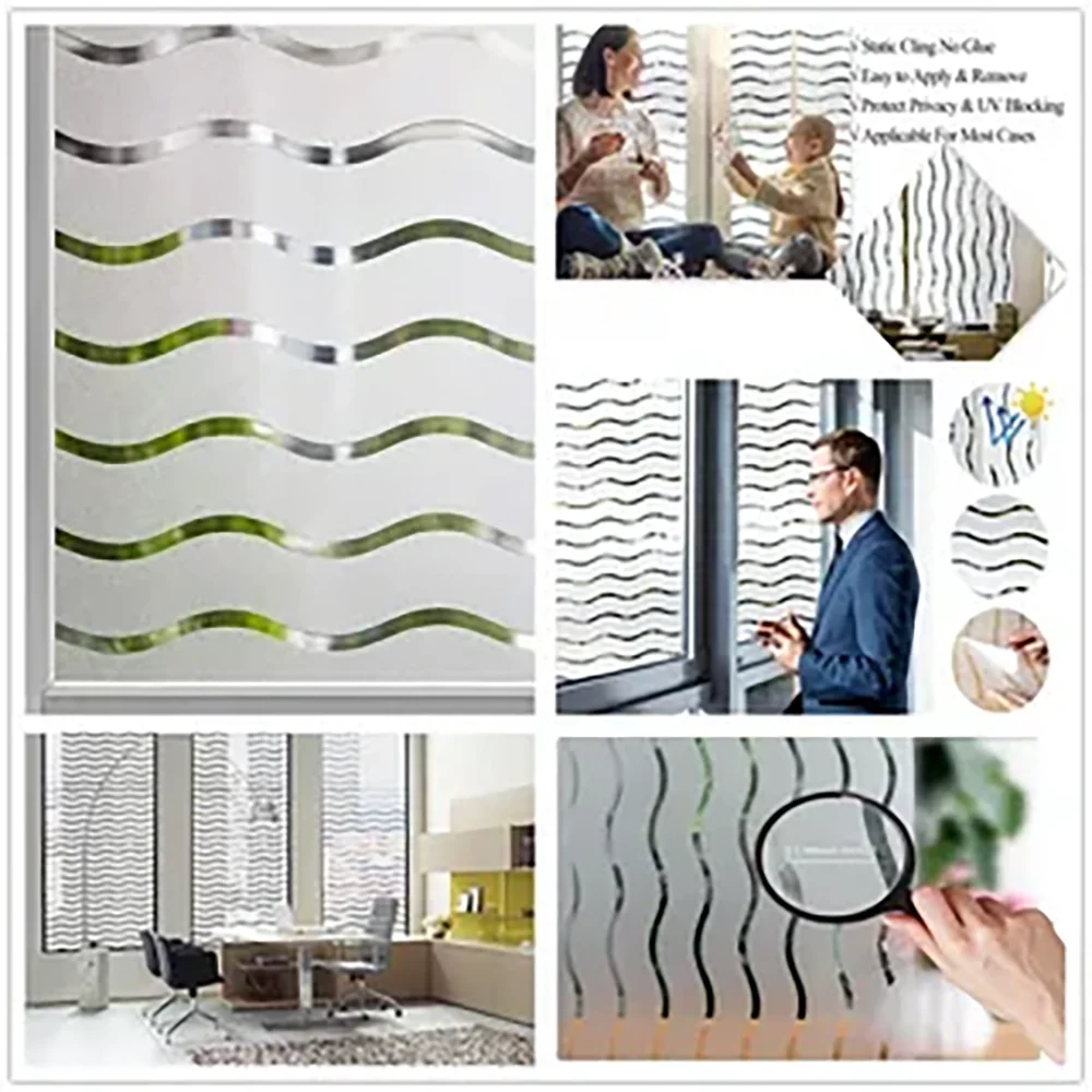 غشاء خصوصية نافذة إلكتروستاتيكي من الزجاج البلوري، ملصق نافذة بغطاء PVC مناسب لتزيين الحمام والمكتب المنزلي