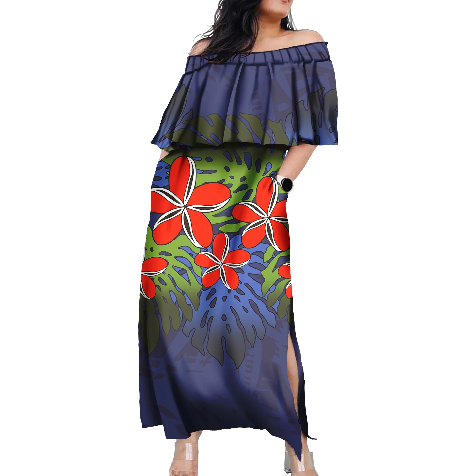 Polynesian Tribal Clothing Samoan Tongan Style Tapa Print Design Custom High Fashion Dress Women Elegant Luxury Dresses Woman