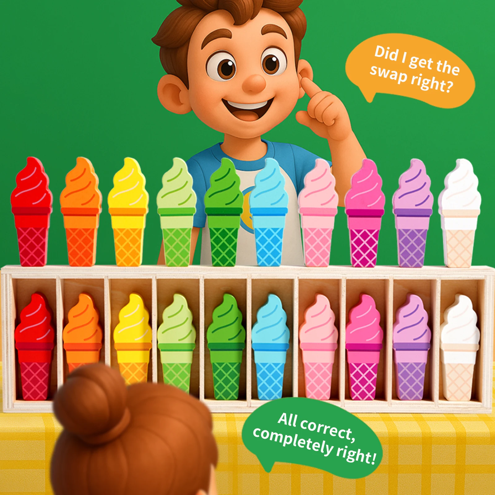 الإبداعية الآيس كريم مطابقة لعبة تفاعلية الذاكرة الدماغ التدريب اللون الإدراك تعلم ألعاب تعليمية للأطفال بنين بنات