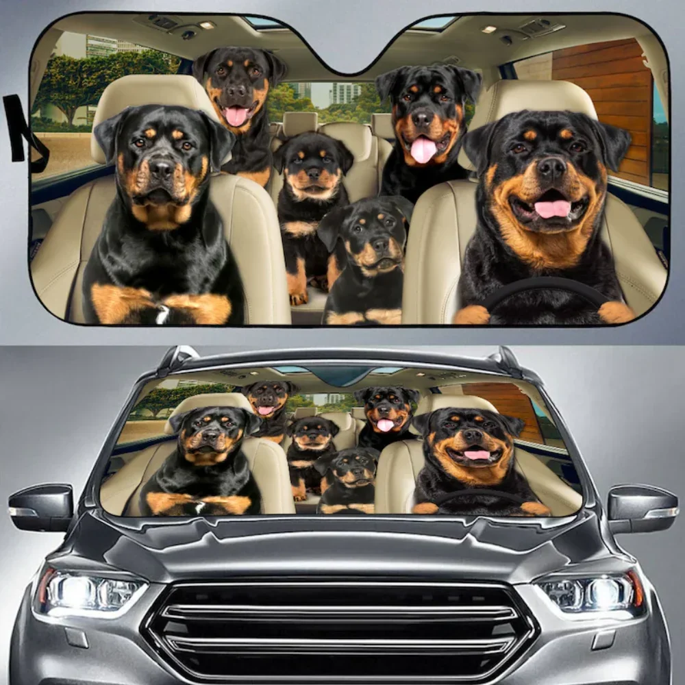 Rottweiler Car Sun Shade,Rottweilers Windshield, Dogs Family Sunshade, Rottweiler Car Accessories, Rottweiler Lovers Gift, Car D