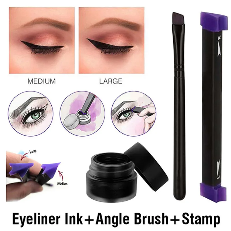 Eyeliner Stamp Pen Set Stamps Eyeliner Tool Beauty Makeup Brush New Wing Style Kitten Large Easy To Cat Eye Women Cosmetic