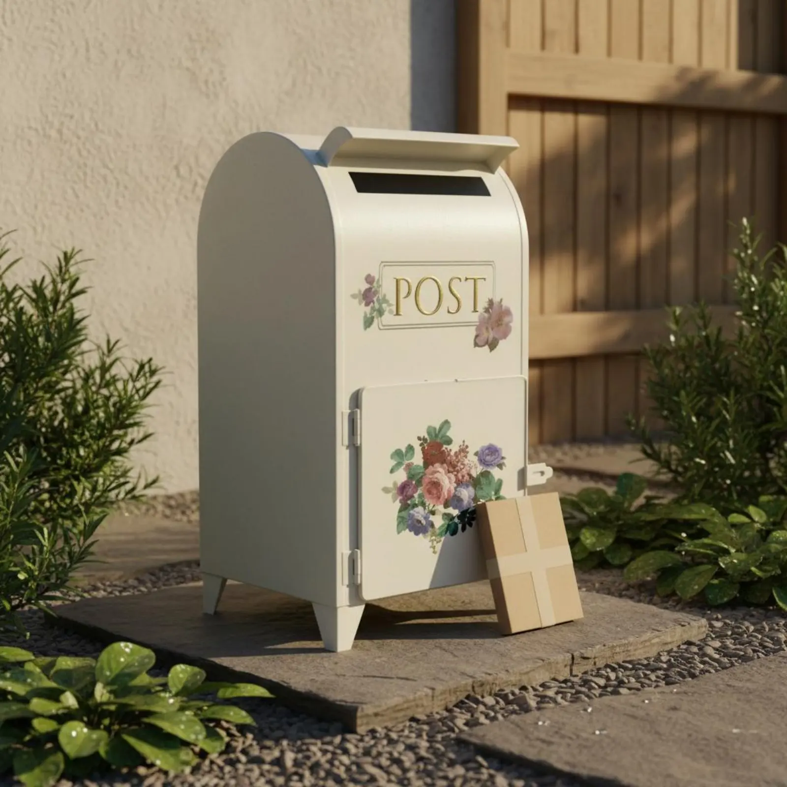 Outside Mailbox European Post Box Floral Vintage Waterproof Package Delivery Box Decoration for Home Garden Yard Front Porch