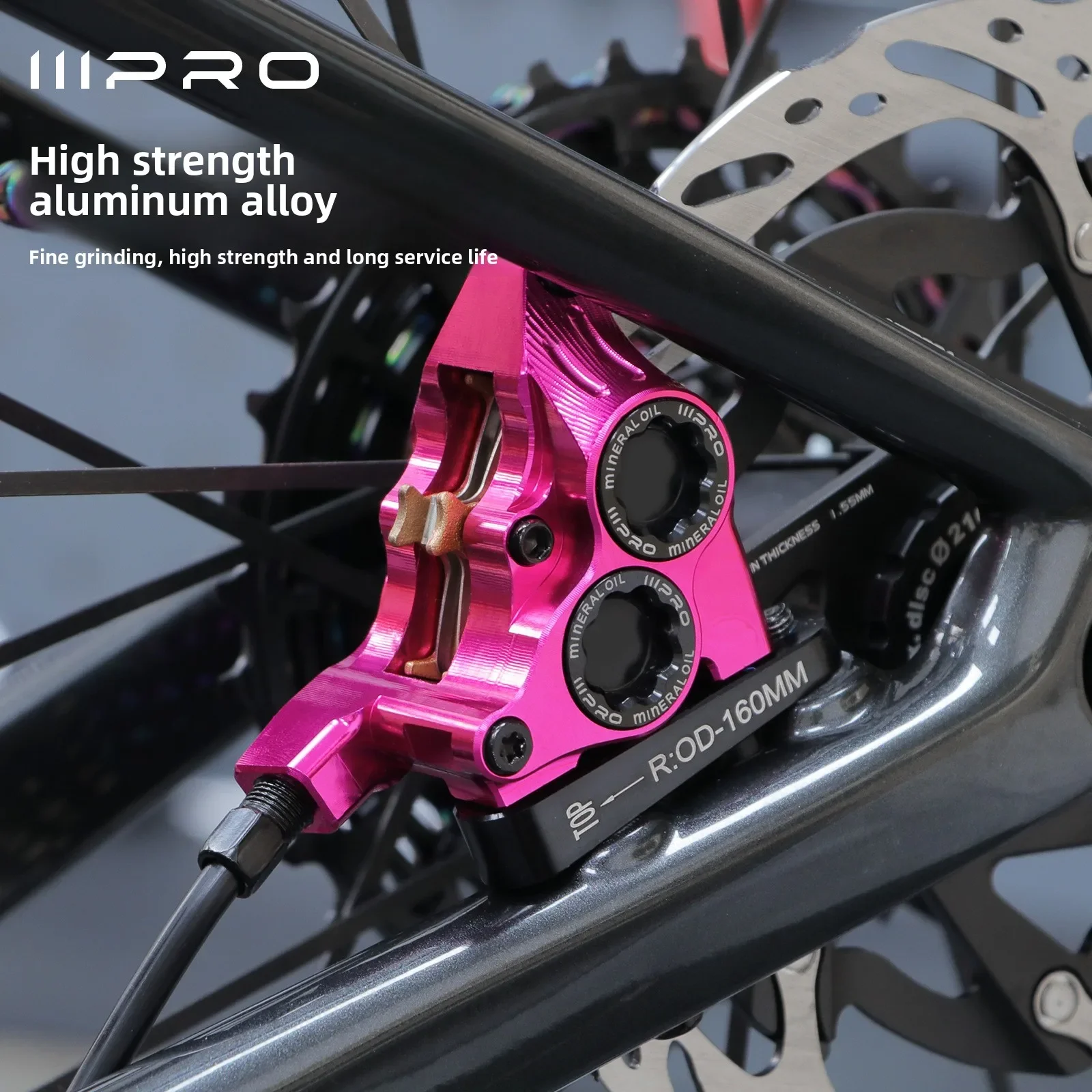 IIIPRO Road Bike Flat-Mounted Oil Disc Brake CNC Four-Piston Flat Handlebar Hydraulic Brake Caliper Bicycle Parts