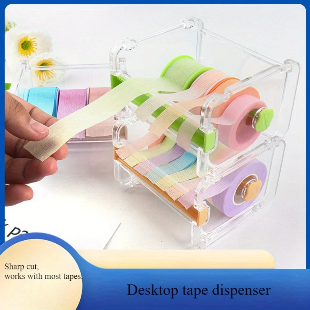 Multipurpose Adhesive Tape Dispenser Portable Washi Tape Cutter with Transparent Holder for Crafting Scrapbooking School  Supply