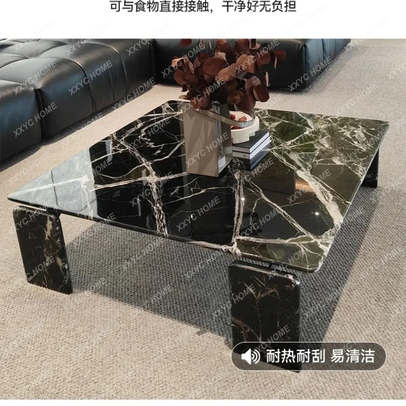 XX Luxury Stone Green Tea Table High-end Natural Marble Square  Living Room Villa Coffee Table