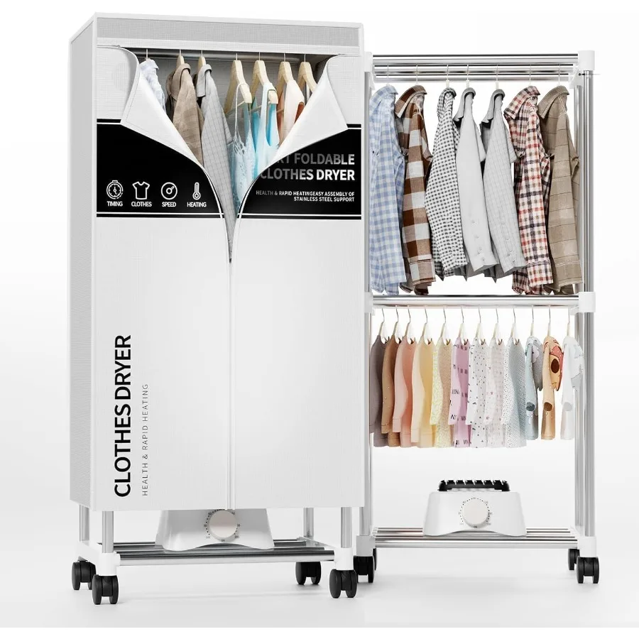 

Portable Clothes Dryer with Timer Function for Home and Apartments 60-Inch Large Capacity Laundry Drying Wardrobe Electric Drye