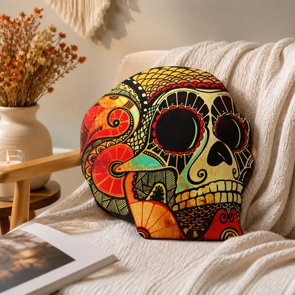 day of the dead Grunge Skull Funny Pillow Cushion Irregular Stuffed Throw Pillow Home Decor Gift Sofa Bed