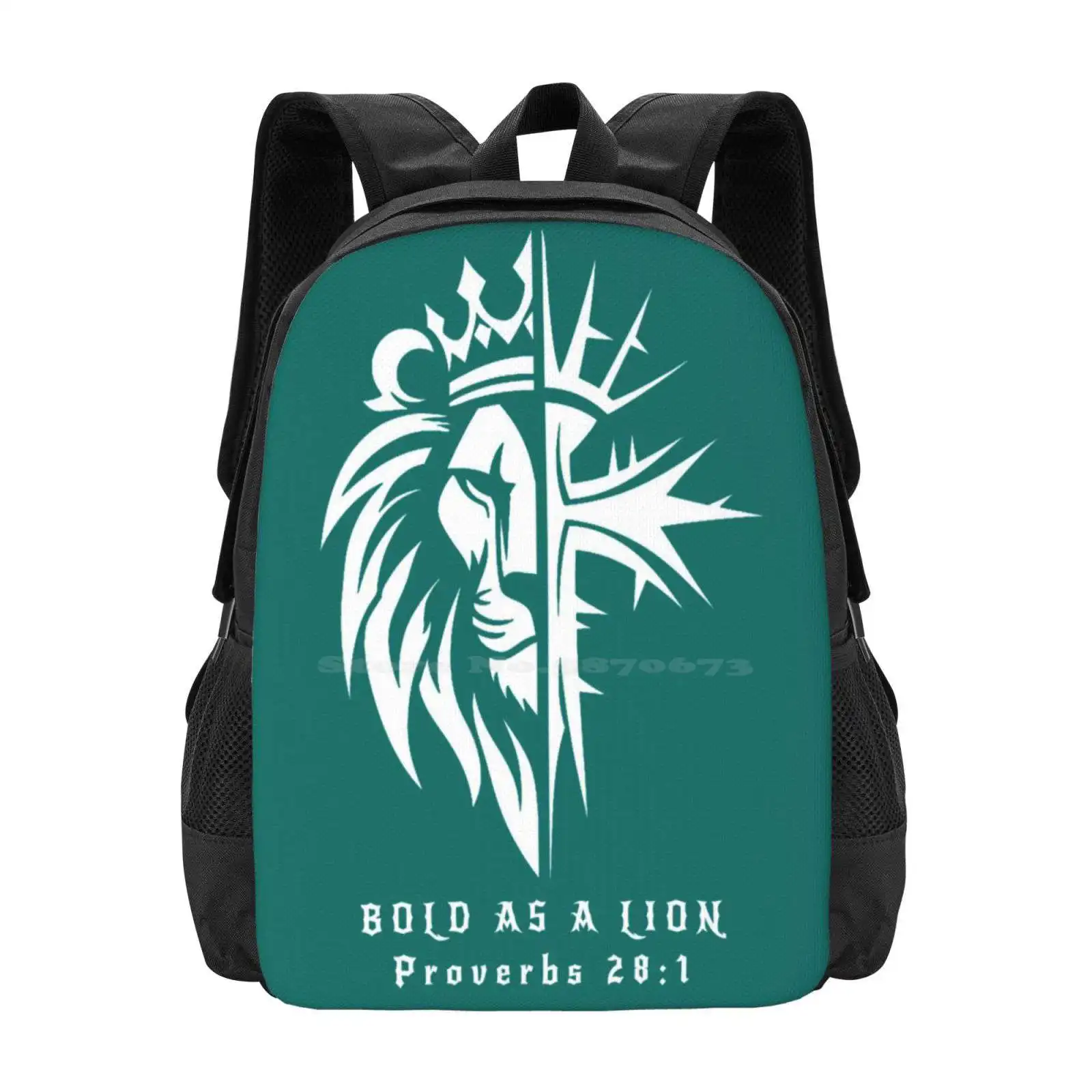 Bold As A Lion - White Hot Sale Schoolbag Backpack Fashion Bags Jesus Lion Judah Proverbs Bible Savior