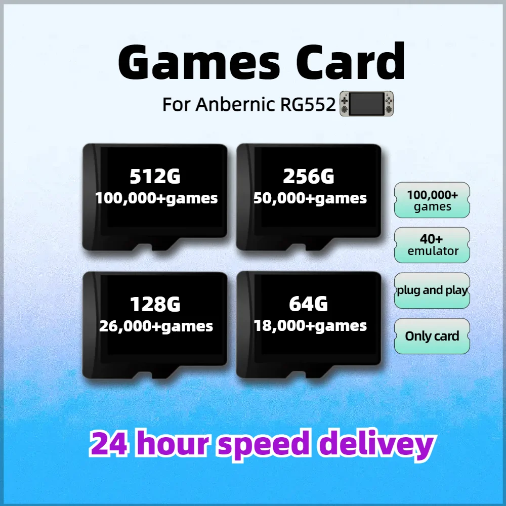 TF Game Card FOR Anbernic RG552 PS1 PSP SEGA N64 NDS FBNEO GBA GBC GB SFC SMC MSX PCE WSC Amiga Atari SS Arcade TF 512G 100,000+