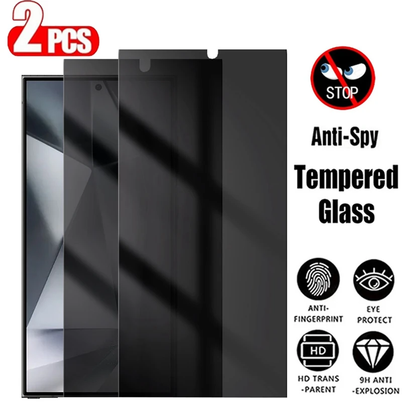 

2PCS Privacy Tempered Glass For Samsung Galaxy S24 Ultra Privacy Anti Spy Screen Protector S24+S24Plus S25Ultra Protective Glass