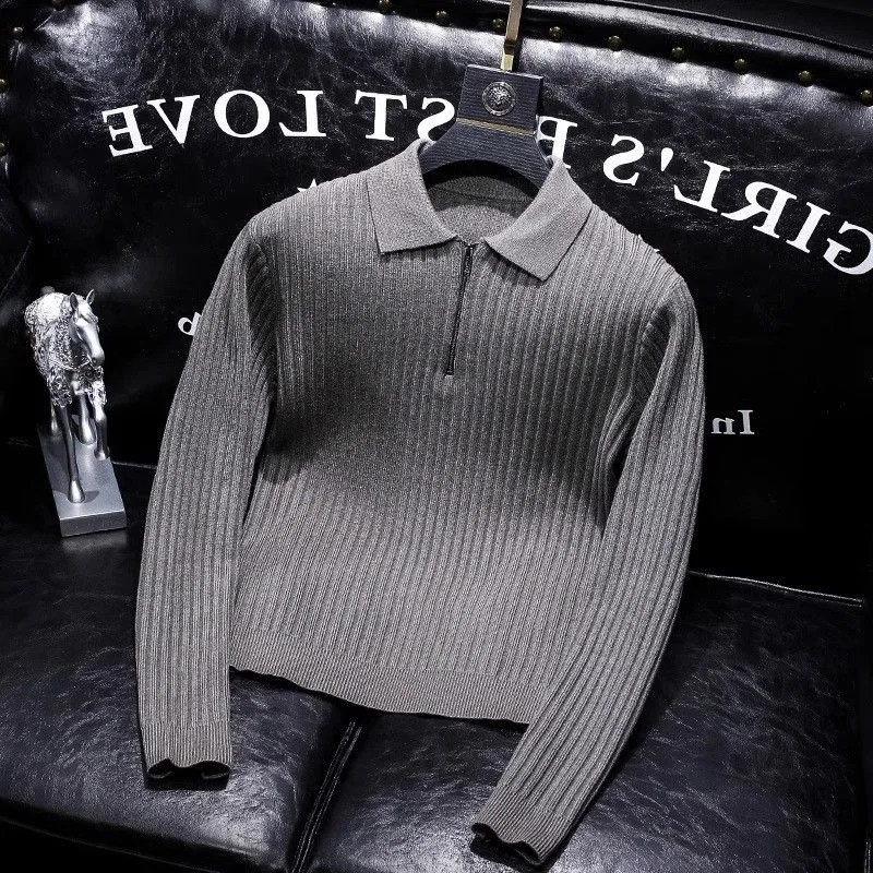 2025 musim semi dan musim gugur tren Fashion baru warna Solid tebal hangat rajut pria kasual longgar nyaman kualitas tinggi Sweater M-4XL