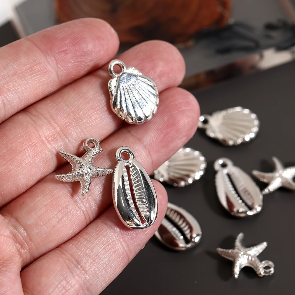 50 Stück Seestern Muschel rhodiniert CCB Charms Anhänger DIY Ohrring Halskette Armband Zubehör für Schmuckherstellung – Detail 2