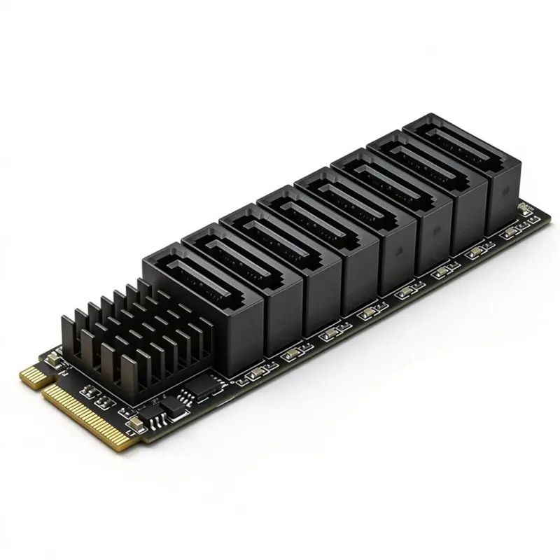 2026 New-YLB3118 Chip M. 2 KEY-M NVME To SATA3.0 8 Port Adapter Card 6Gbps M. 2 PCIE To SATA Expansion Card For PC For Server Co