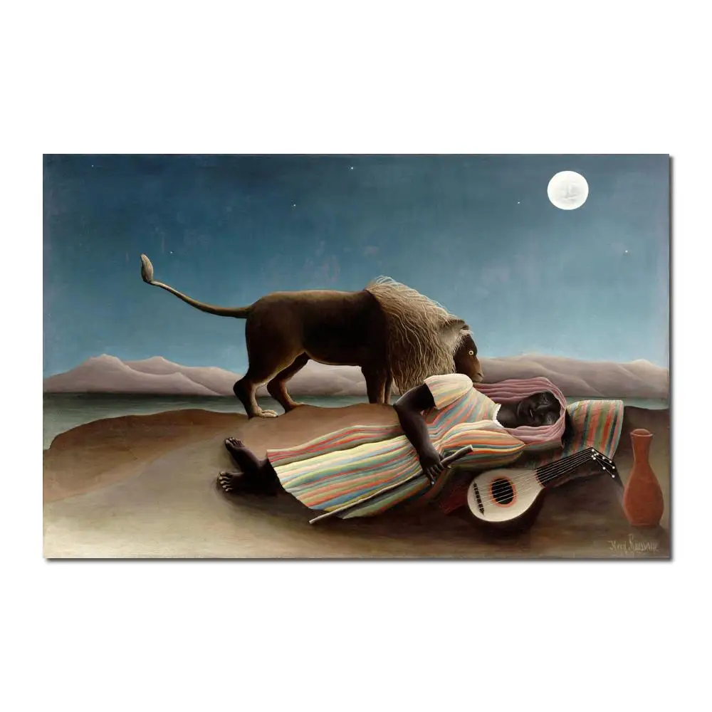 

Wall Decor Modern Art The Sleeping Gypsy Henri Rousseau Oil Painting Canvas Artwork High Quality Hand Painted Unframed