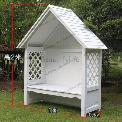 new rural preservative wood small pavilion seat outdoor climbing vine flower stand courtyard garden fence arch