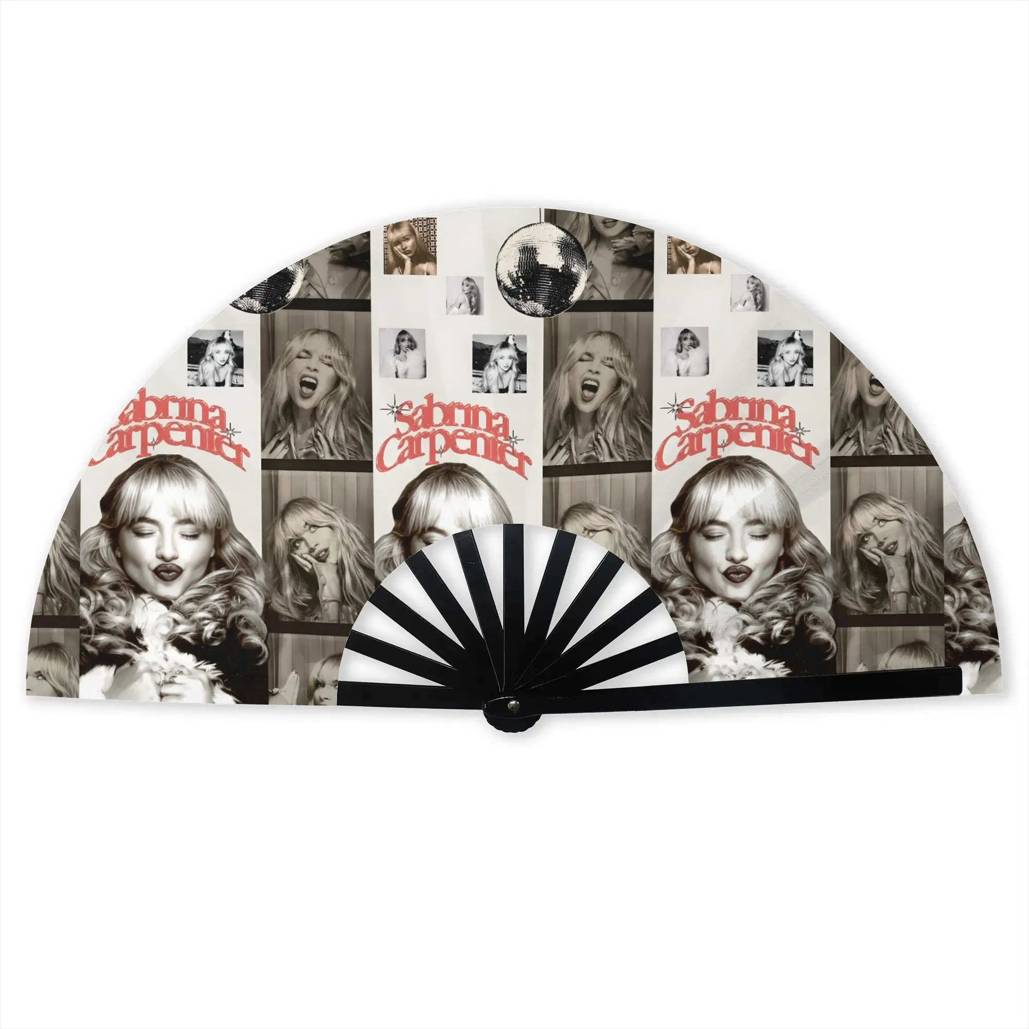 S-Sabrina Carpenter Folding Hand Fan DIY  Polyester Fabric Fan Cool Summer Accessory Decorative Fans