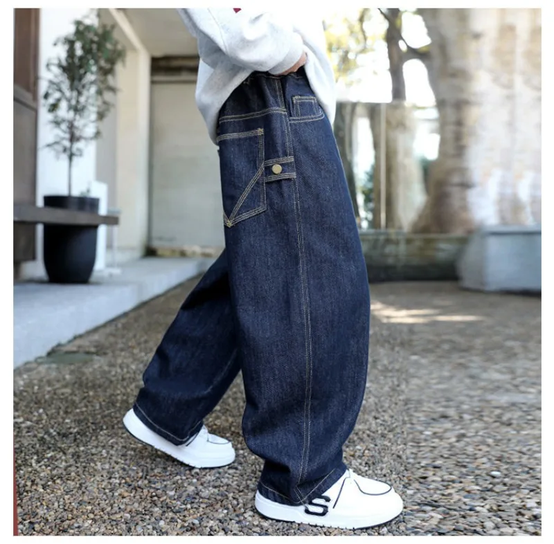 Herbst Kinder Jungen Jeans UNITIM 2026 Teenager Stilvolle Jungen Denim-Hosen Ins Lose Elastische Taille 4-14 Jahre Kinder Jungen Weite Hosen – Detail 12