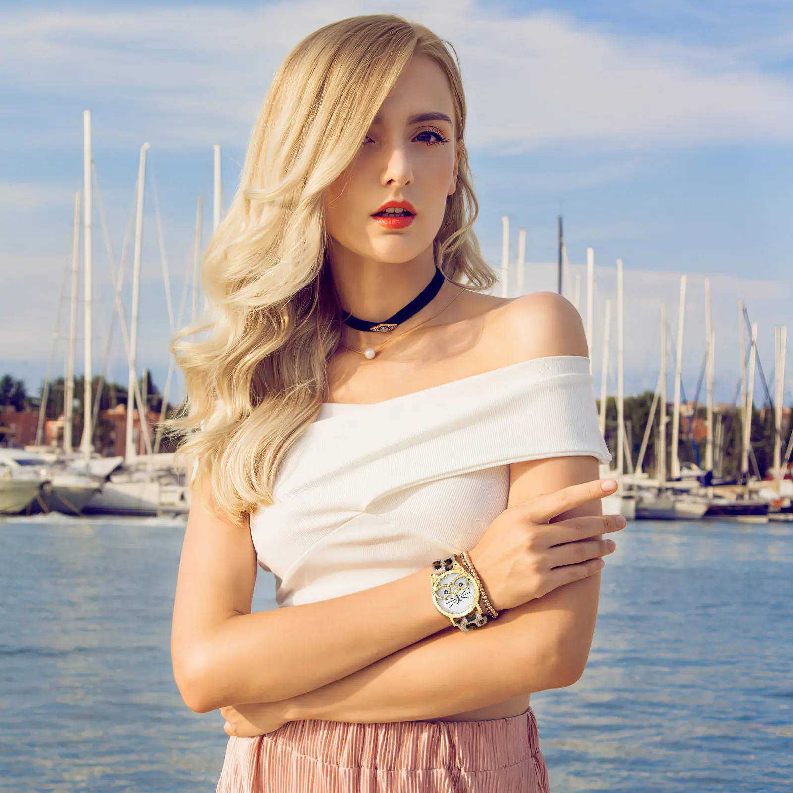 

1 шт. Детские часы с милым кошачьим дизайном, модные кварцевые наручные часы с ремешком из ПУ для девочек, элегантный подарок для женщин и девушек