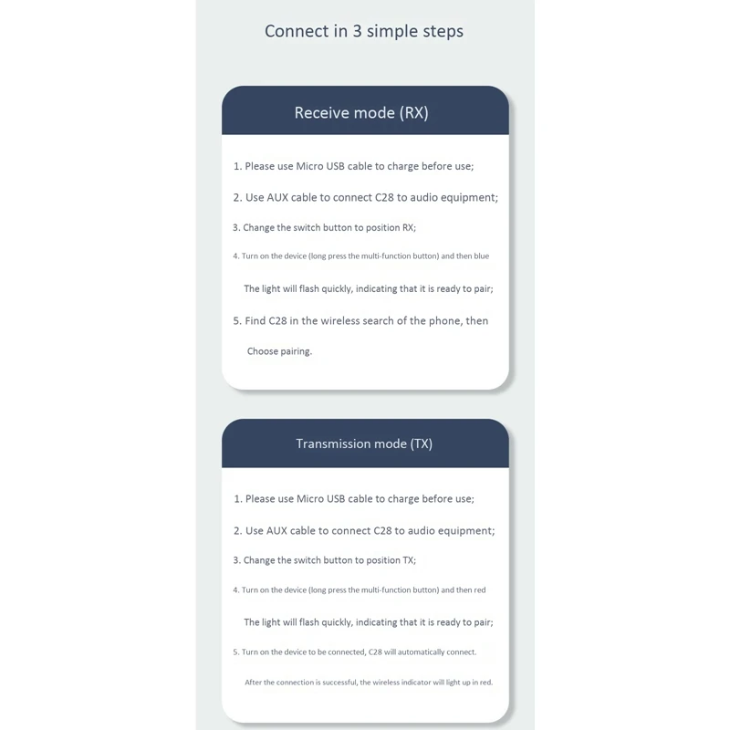 جهاز إرسال واستقبال بلوتوث AUX، محول صوت لاسلكي بلوتوث 2 في 1، جودة صوت بدون فقدان، التوصيل والتشغيل