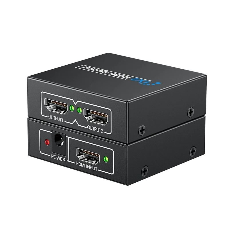 1080P HDTVスプリッター 1入力2出力 HDTVビデオ分配器スイッチ 1x2 デュプリケート/ミラーリングスクリーンディスプレイコンバーター ノートパソコン/PCモニター用