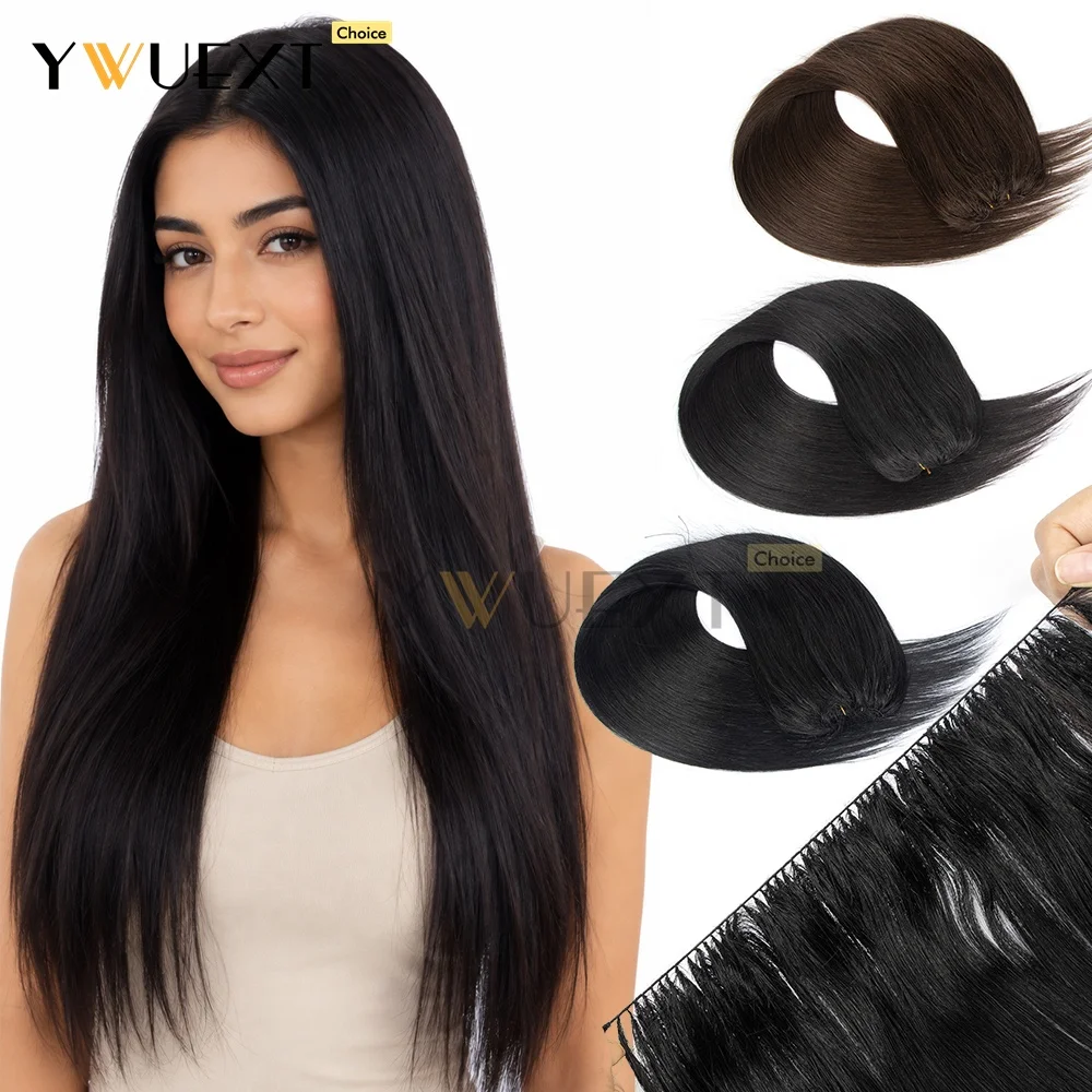 Invisible Feather Hair Extensions Human Hair Long Straight Hair Extension Natural Sew In Microring Hair Weft for Women 40G-70G
