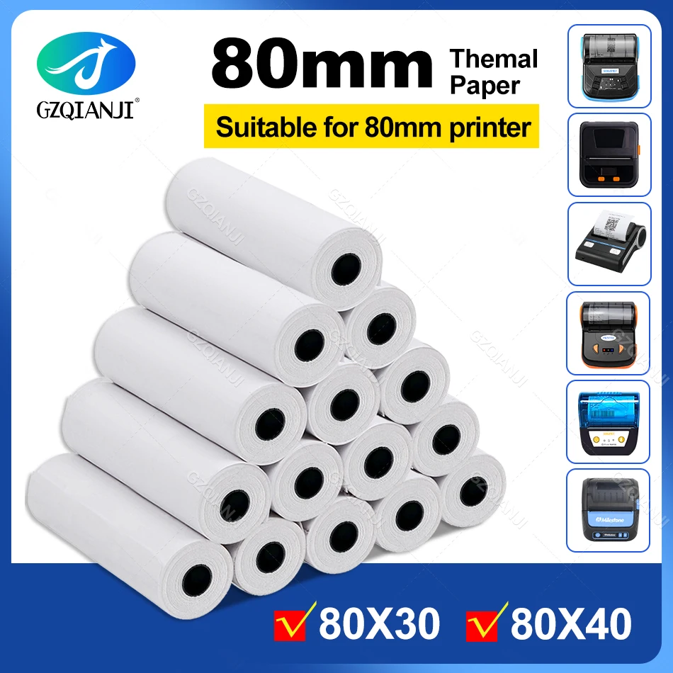 BPA free 80*30mm 40mm Thermal Receipt Paper for All Mini 3 inch Inkless Wireless Thermal POS Receipt Bill Printer Paper Roll