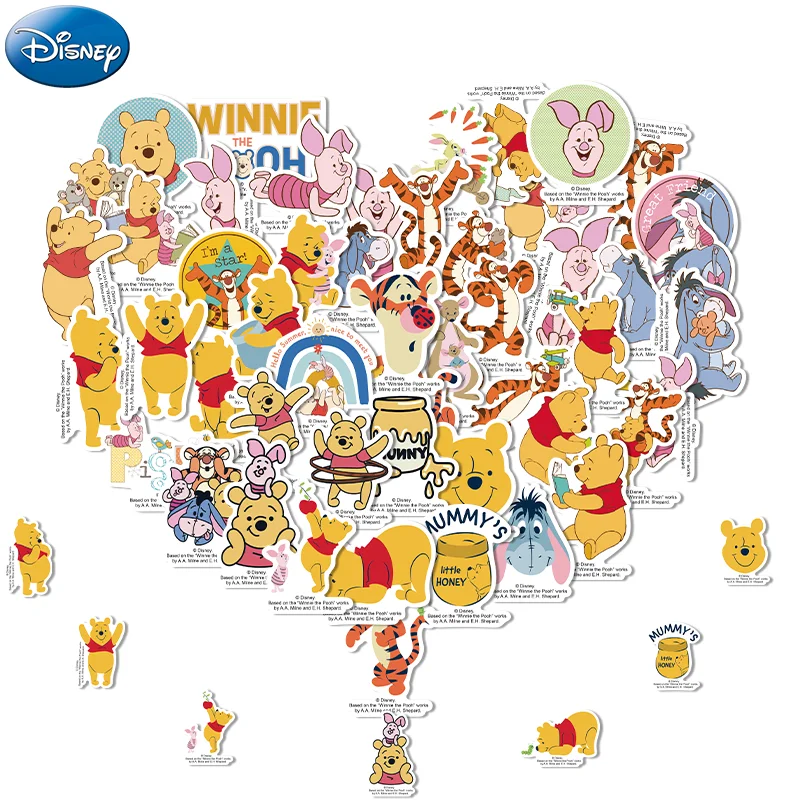 50PCS Disney Cartoon Winnie The Pooh Scrapbook Stickers DIY Diary Laptop Luggage Skateboard Graffiti Decal Classic Toys