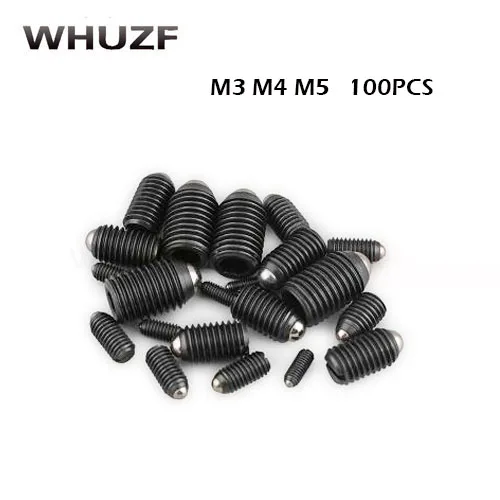 100pcs M3 M4 M5 12.9 Wave Wave Beads Positioning Beads Aberdeen Screws Ball Tight Set Spring Plunger Ball Plunger m3 m4 m5