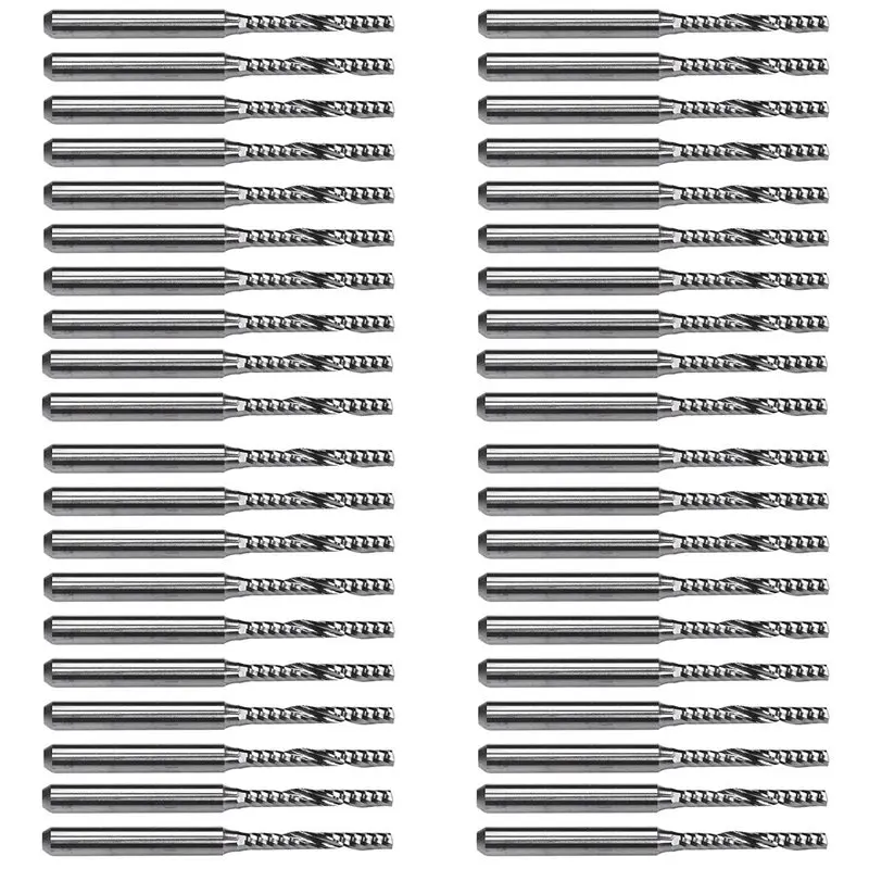 

2025 Hot Style 40 PCS 2Mm X 15Mm Carbide Single Flute End Mill Router Bit For Engraving Machine