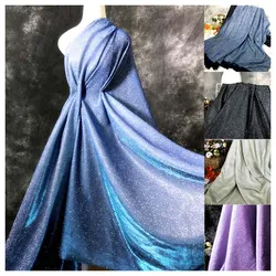 Stretch Stoff 1 Meter Magie Blau Schrittweise Farbe Elastische Gestrickte Glitter Pailletten Tuch für Kleid Nähen Kleidung Designer Stoff