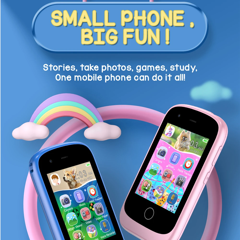 Kids Smart Phone Touch Screen Camera Toys Learning Phone For 3-12 Year Old Boys Girls Phone MP3 Player Mini Toy Phone
