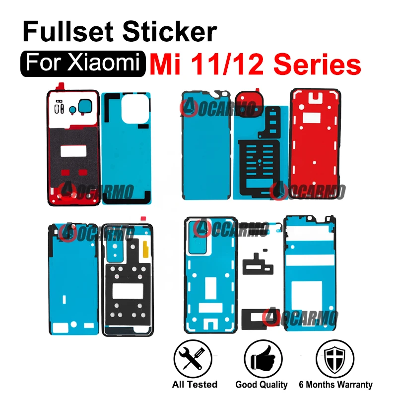 For Xiaomi 11 Lite Ultra 12 Pro Mi 11Pro 12Pro Fullset Sticker Back Cover + Rear Camera And Front LCD Adhesive Glue Replacement