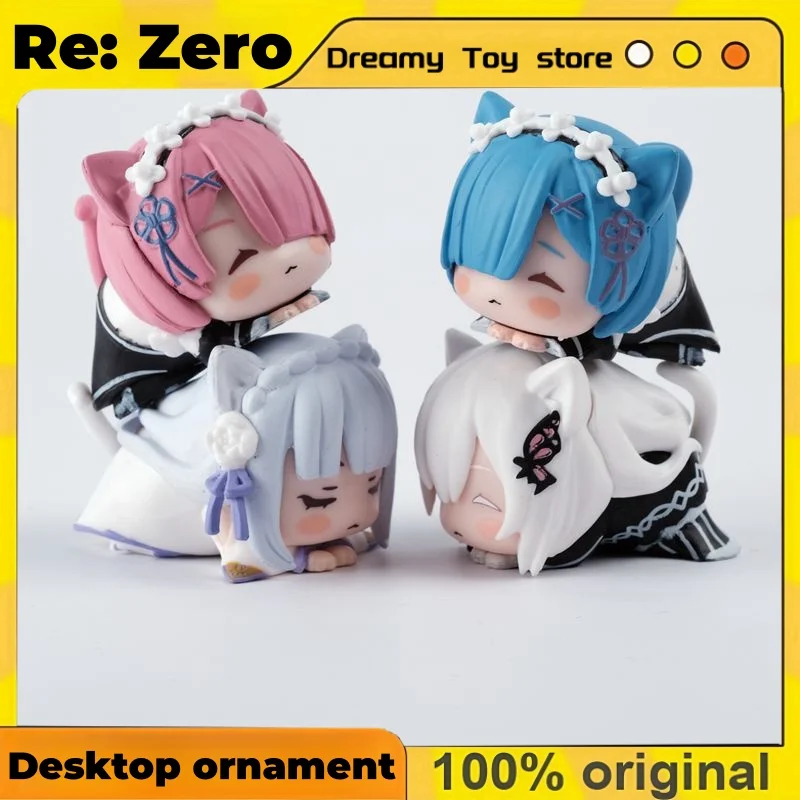 

Re: Zero Q-Version Action Figure Cat Ear Lying Posture Rem Emilia Model Desktop Ornament Anime Collectibles Gift