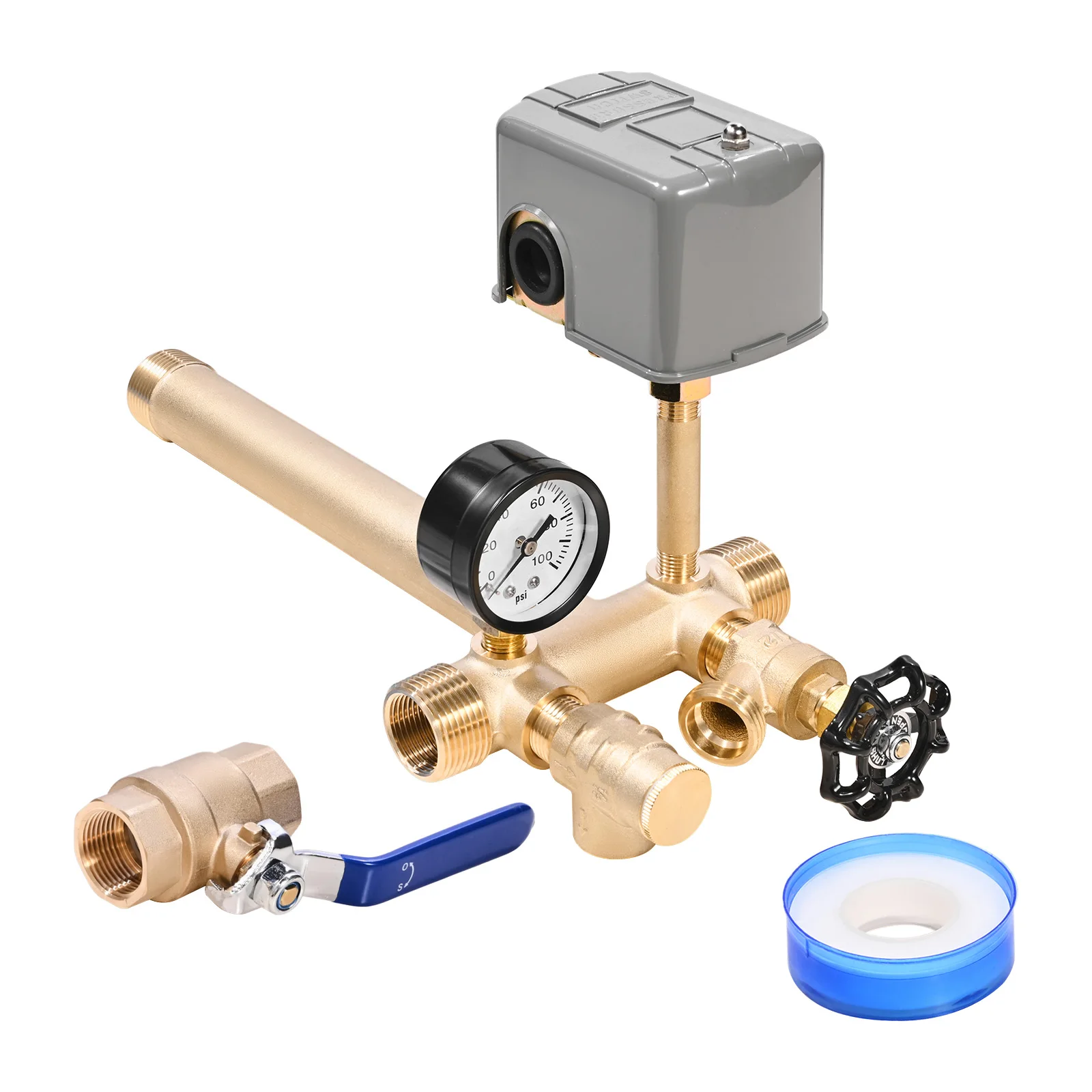 

SucceBuy 1" x 11" Well Pressure Tank Tee Kit Pure Brass Installation Kit for Water Well Fit Most tanks with Diameter up to 16 in