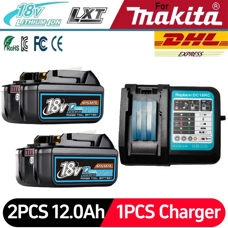 

100% 18V 12.0AH for Makita lithium battery available BL1830b BL1840b BL1850b BL1860bl1815 large capacity and long battery life.