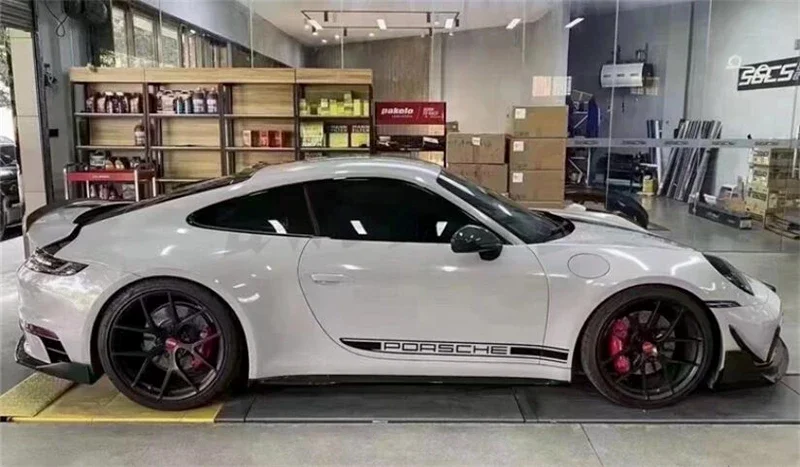 For Porsche 911 992 2019-2024 Carbon Fiber Front Lip Rear Diffuser Side Skirt Body Kit Trunk Spoiler Upgrade Refit Splitter
