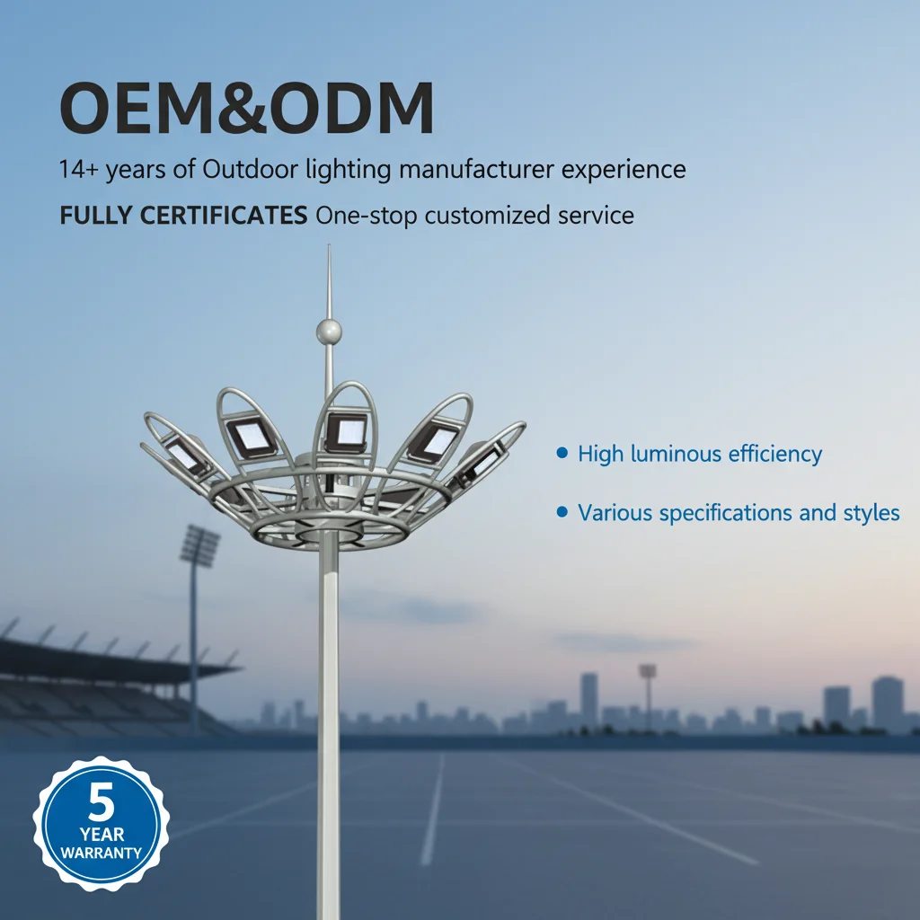 Heavy Duty IP66 Waterproof High Mast Flood Light 15 - 40m CE RoHS Certified for Square Parking Lot