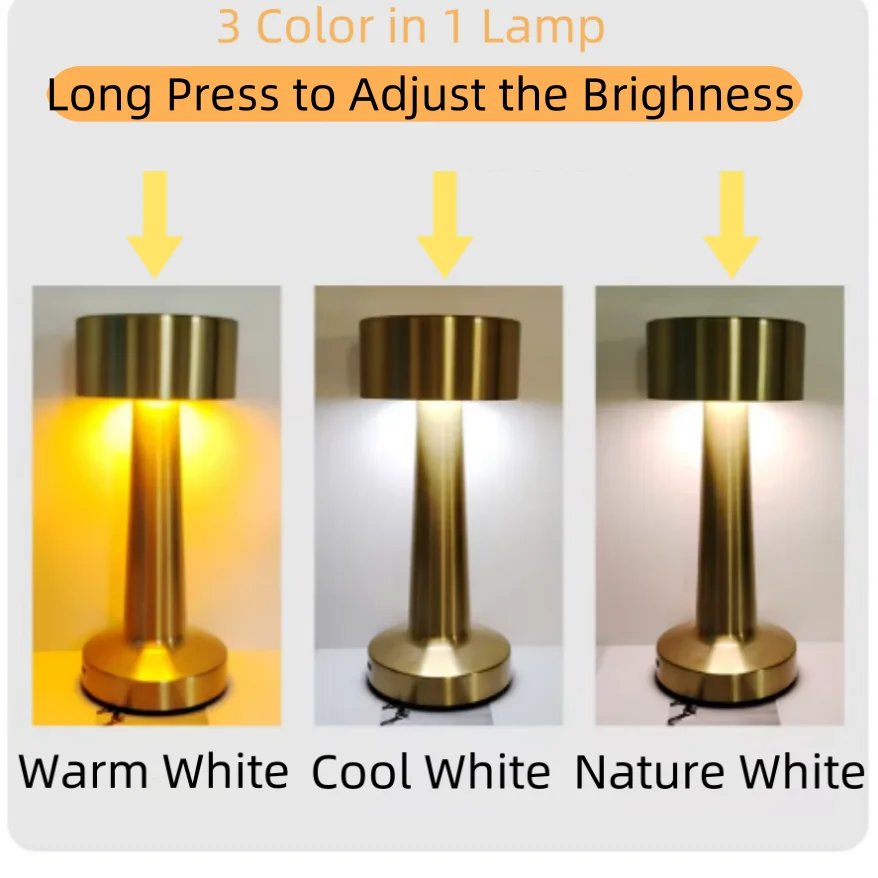 Retro Bar Led Lamp Battery Operated Rechargeable Desk Light Restaurant Table Lamp For Outdoor Bedside Room Night Light Decor
