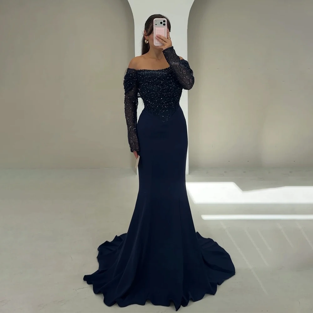Strapless Mermaid Evening Dresses Lace Off Shoulder Women's Formal Evening Gowns Party Prom Dress vestidos de fiesta elegantes