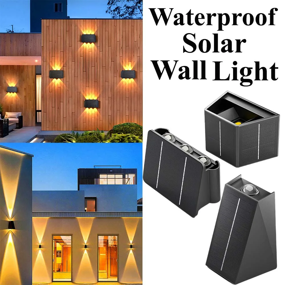 

Solar Wall Lamp Outdoor Warm Light Waterproof Up And Down Luminous Lighting Balcony Yard Garden Decoration Lights Exterior Wall